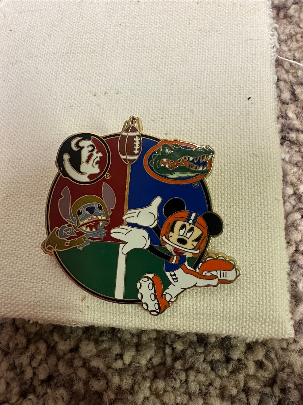 Disney Mickey Football Pin with Team Logos LE